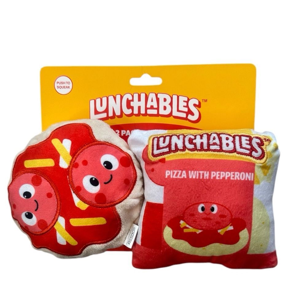 Lunchables Dog Toys 2 Pack NWT Pepperoni Pizza Squeaky Gift Puppy